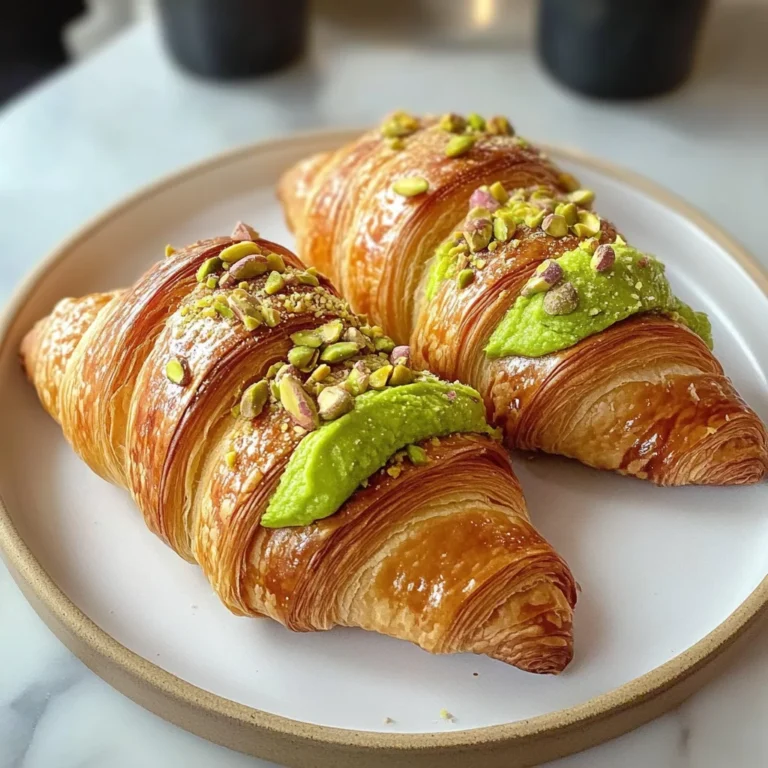 Golden Pistachio Croissants - flirtyfood