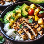 Grilled Chicken and Pineapple Bowls with Coconut Rice Recipe