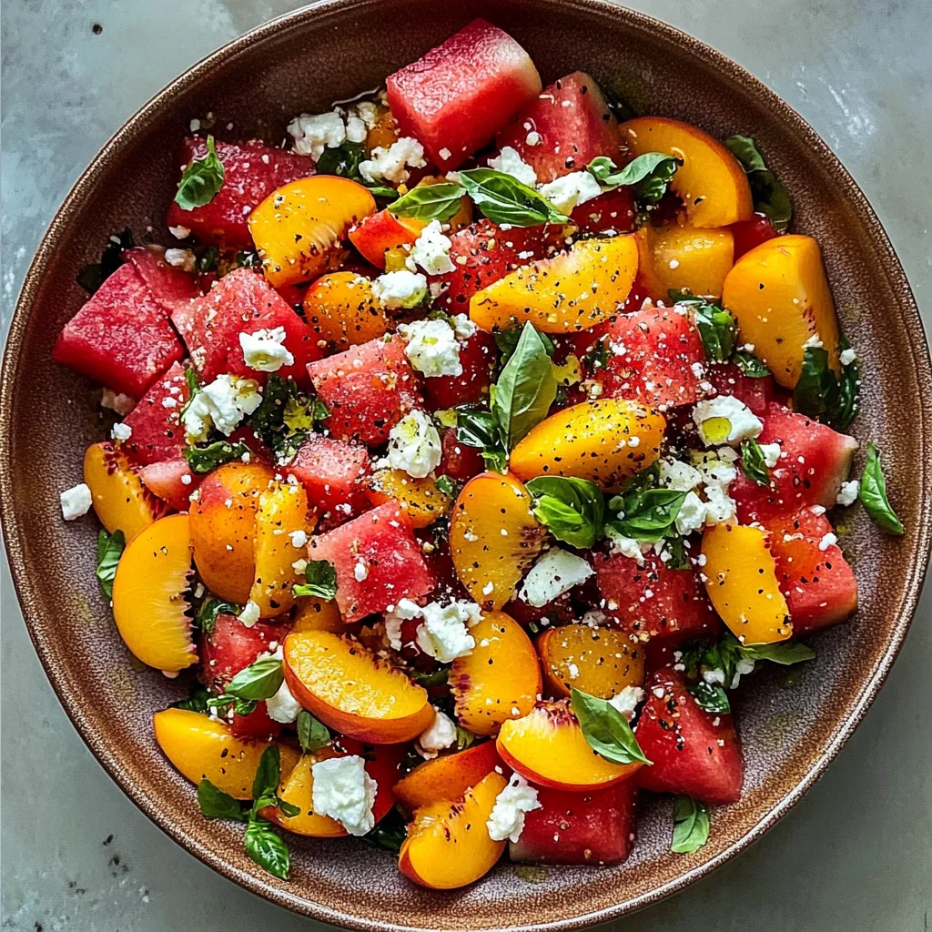 Refreshing and Juicy Watermelon Peach Salad for Hot Summer Days